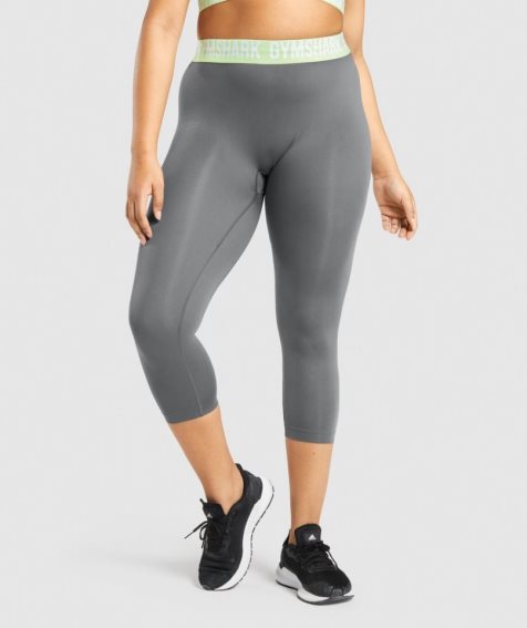 Women's Gymshark Fit Seamless Cropped Leggings Grey | NZ 6AFNKW